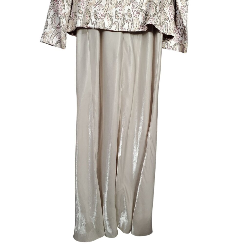 Patra Size L 14 Suit Slip Dress Brocade Jacket Formal Long Paisley Crystal Clasp - Picture 7 of 16